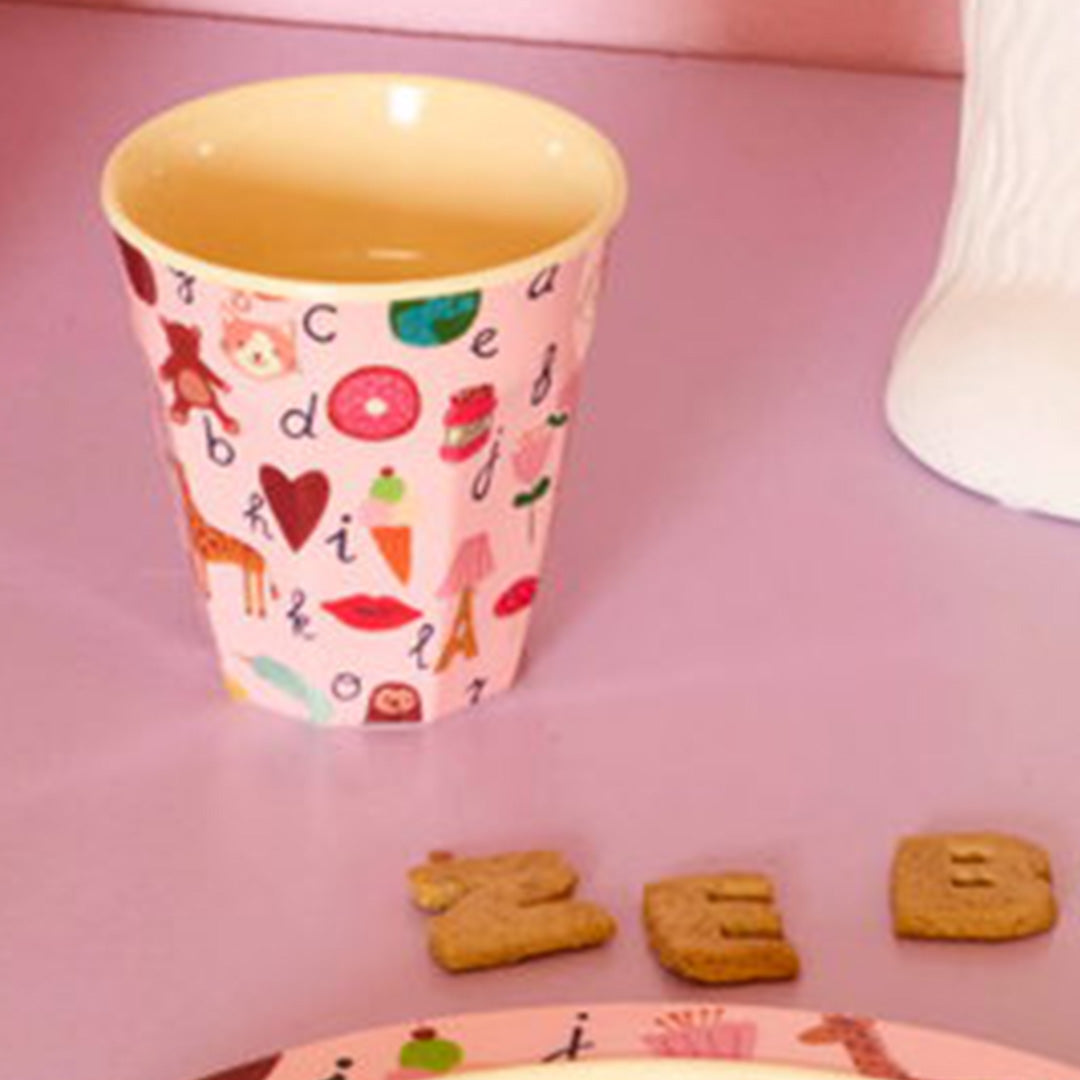 rice kinderbeker - pink abc - 160 ml | KICUP-ABCI | 2