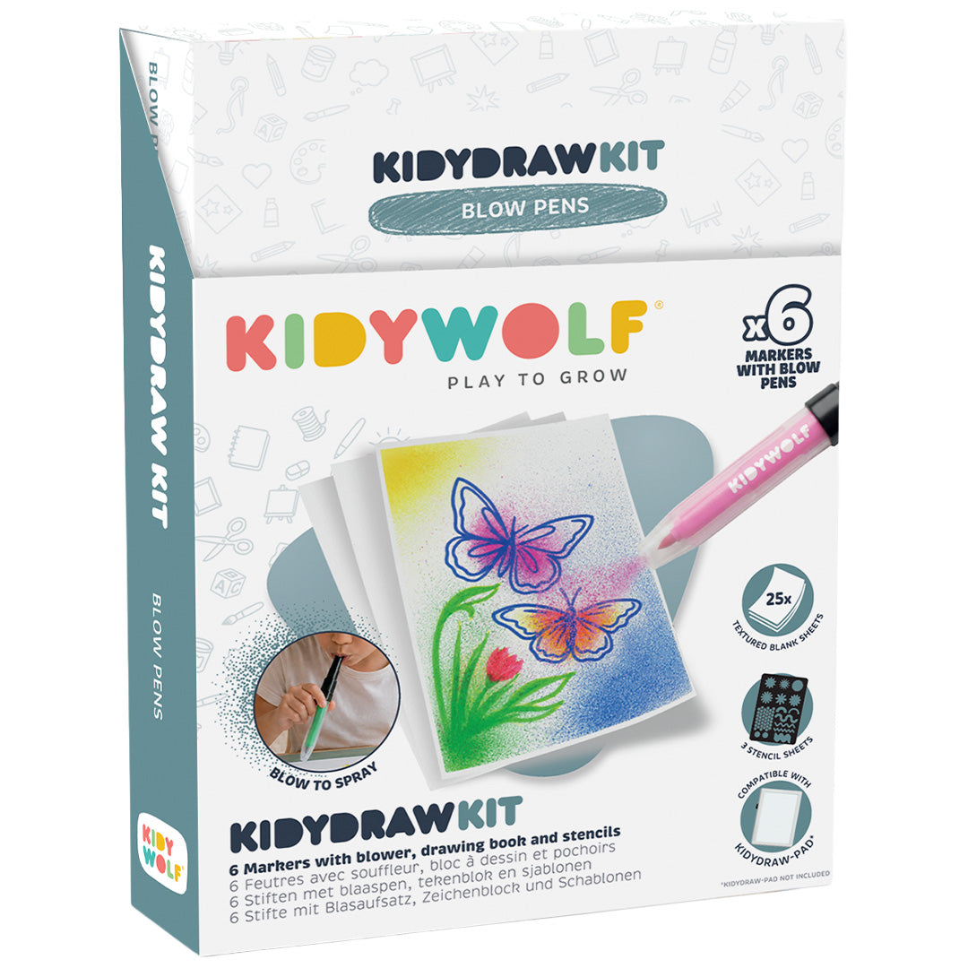 kidywolf tekenset kidydraw kit - blaaspennen