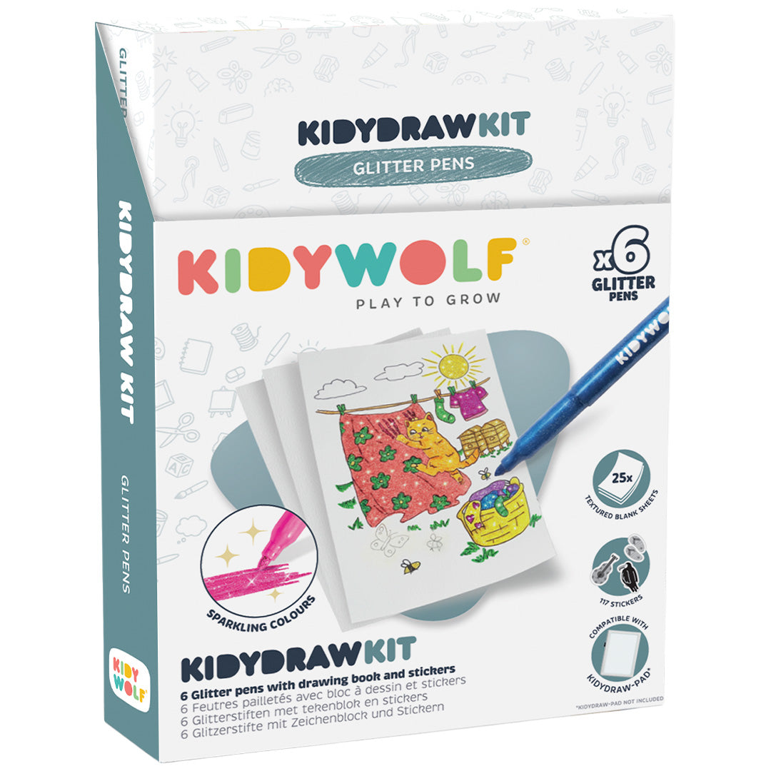 kidywolf tekenset kidydraw kit - glitter