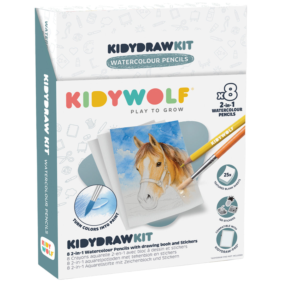 kidywolf tekenset kidydraw kit - aquarel