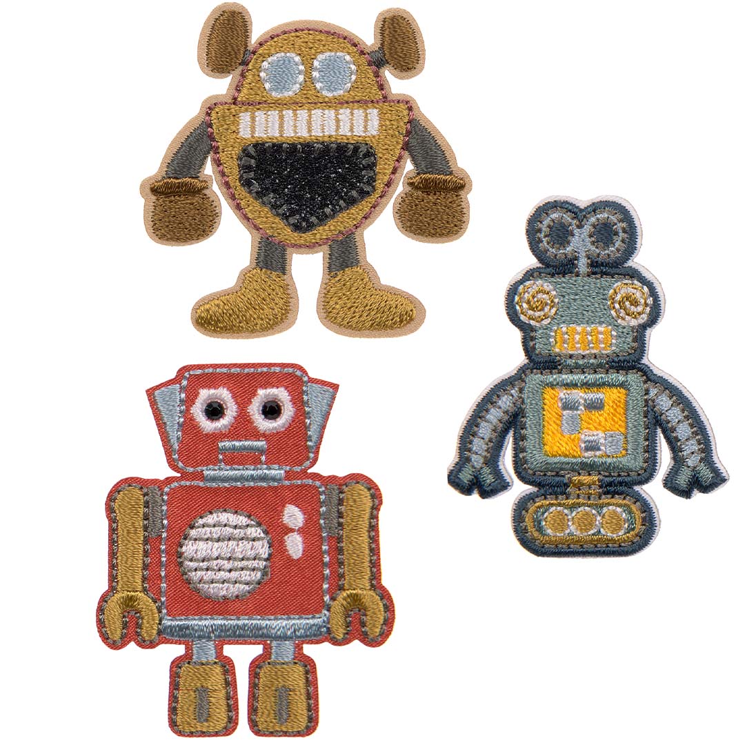 lässig stofstickers little gang - robots - 3st