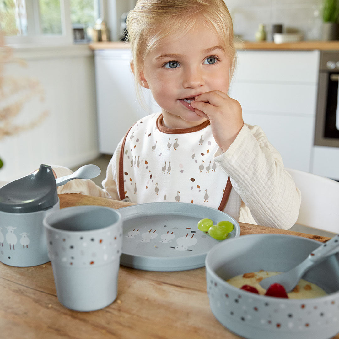 lässig serviesset tiny farmer - sheep-goose blue - 4-delig