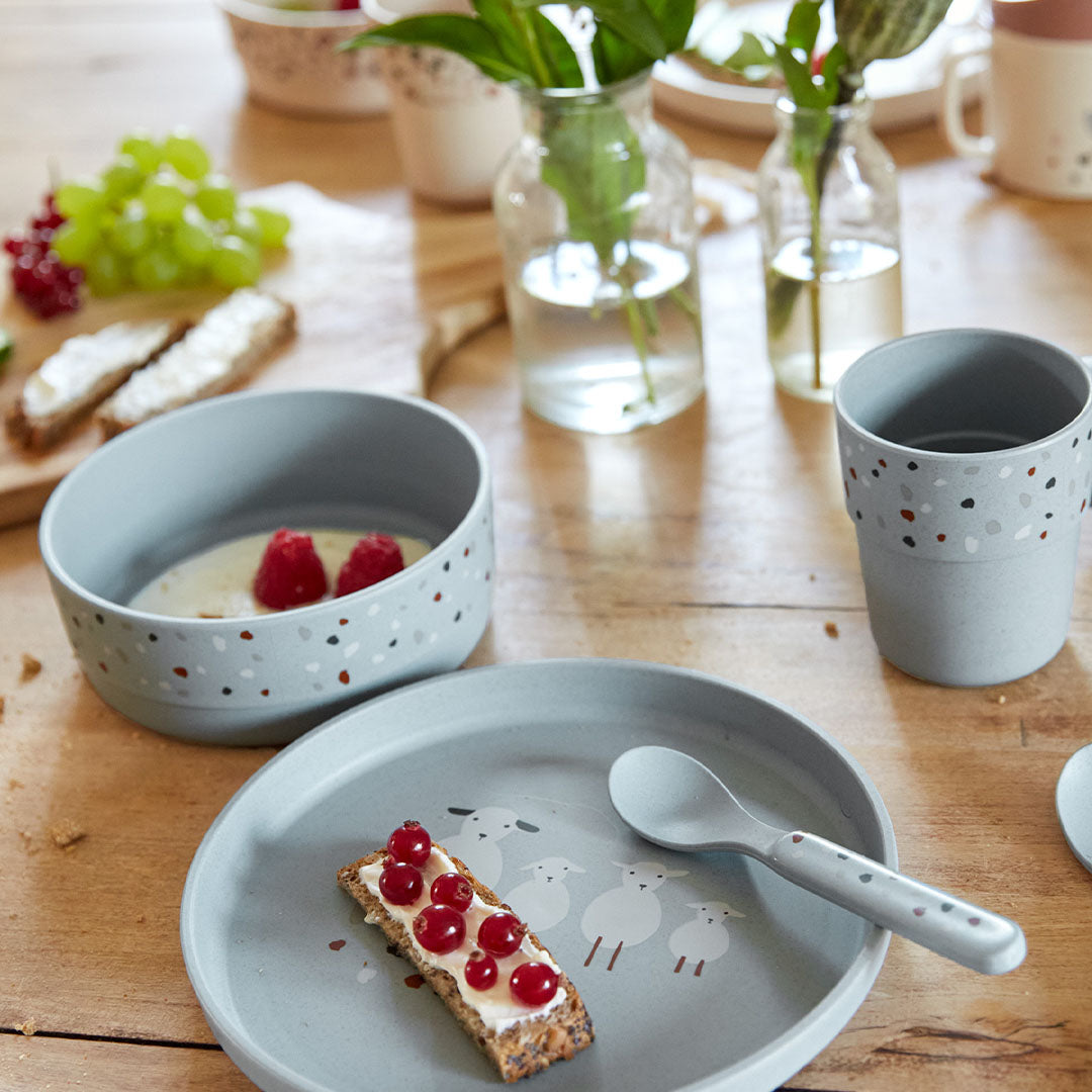 lässig serviesset tiny farmer - sheep-goose blue - 4-delig