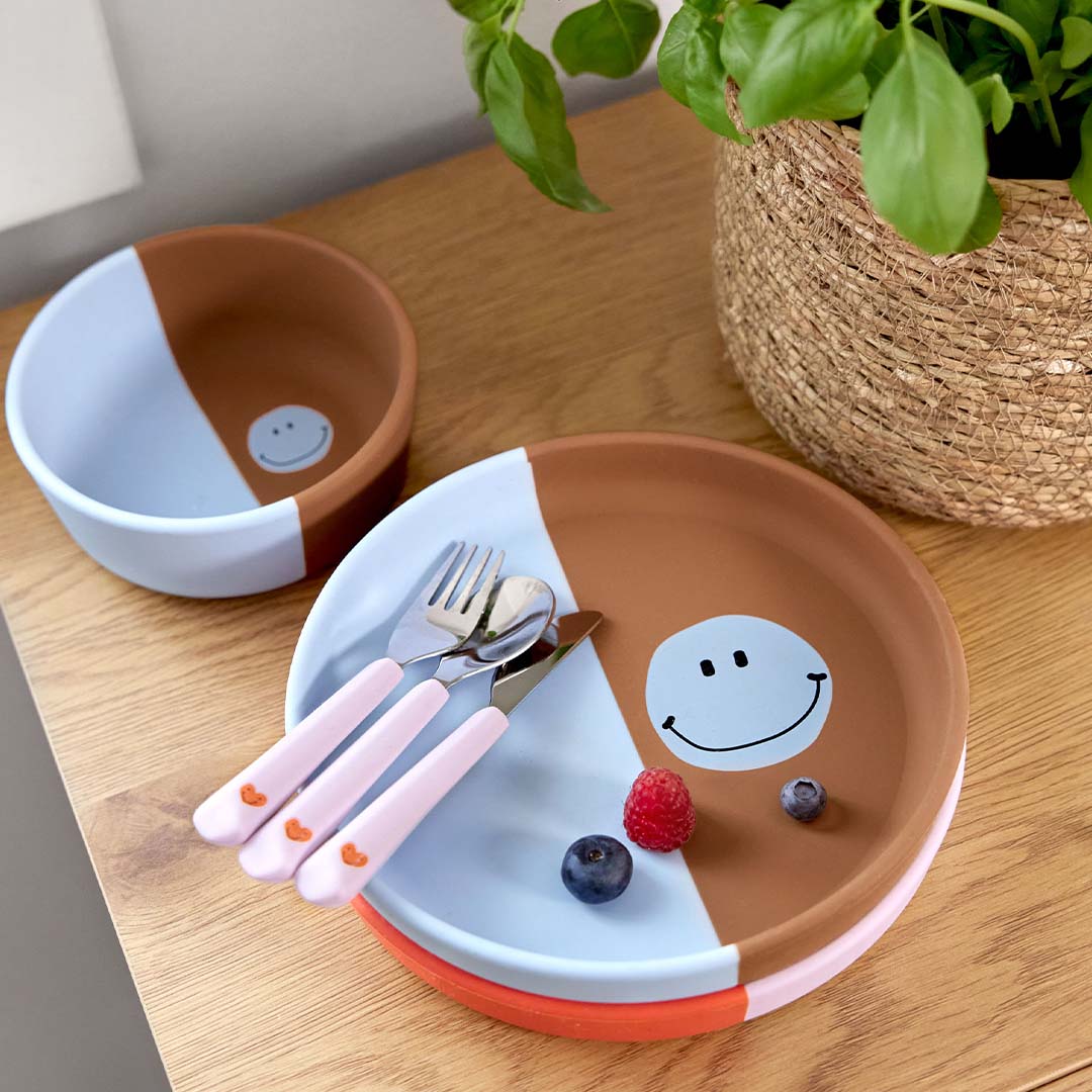 lässig kinderbestek met siliconen greep happy rascals - heart lavender - 3-delig | LAS1310010642 | 2