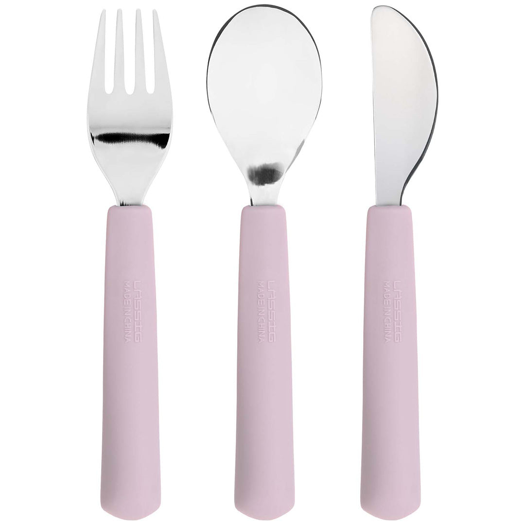 lässig kinderbestek met siliconen greep happy rascals - heart lavender - 3-delig | LAS1310010642 | 5