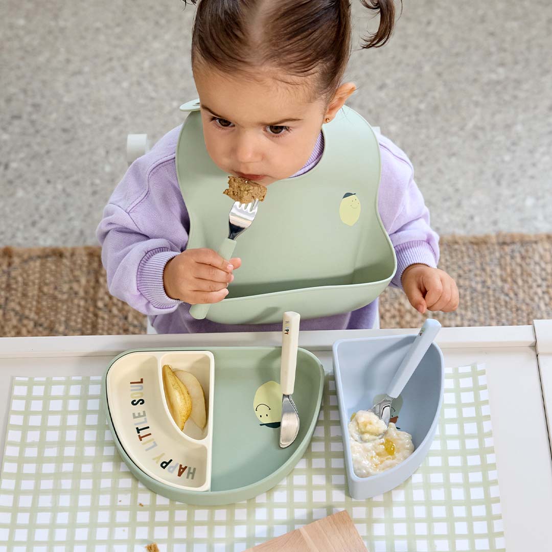 lässig kinderbestek met siliconen greep happy fruits - lemon - 3-delig | LAS13100104008 | 2