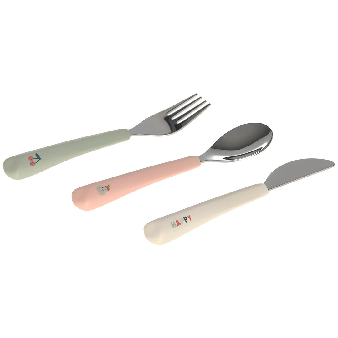 lässig kinderbestek met siliconen greep - happy fruits cherry - 3-delig | LAS13100102007 | 5