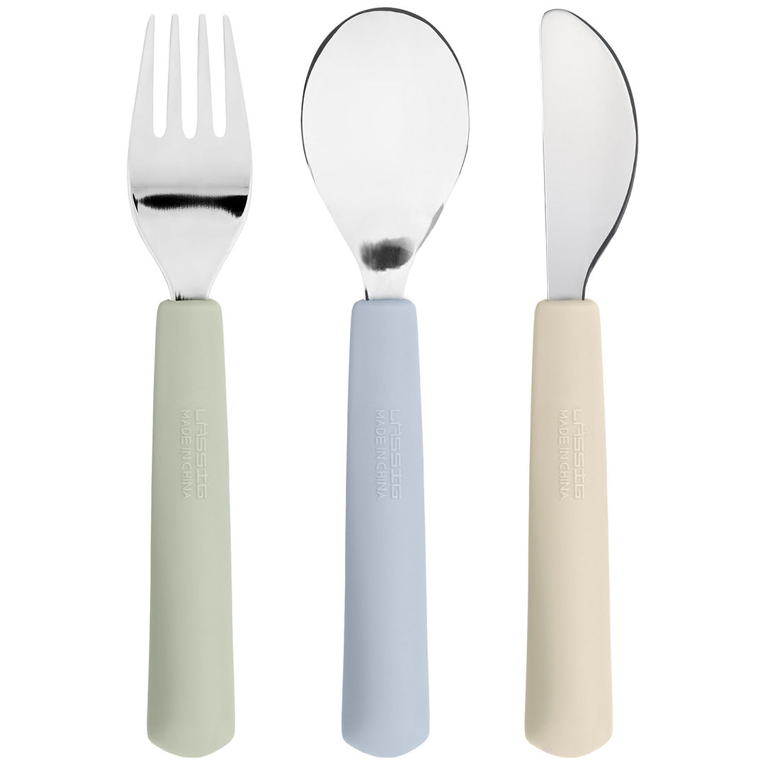 lässig kinderbestek met siliconen greep happy fruits - lemon - 3-delig | LAS13100104008 | 5