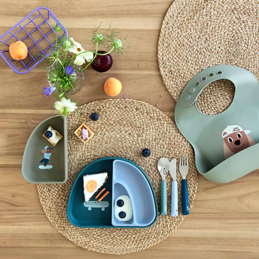 lässig kinderbestek met siliconen greep tiny team - dog - 3-delig | LAS13100105025 | 2