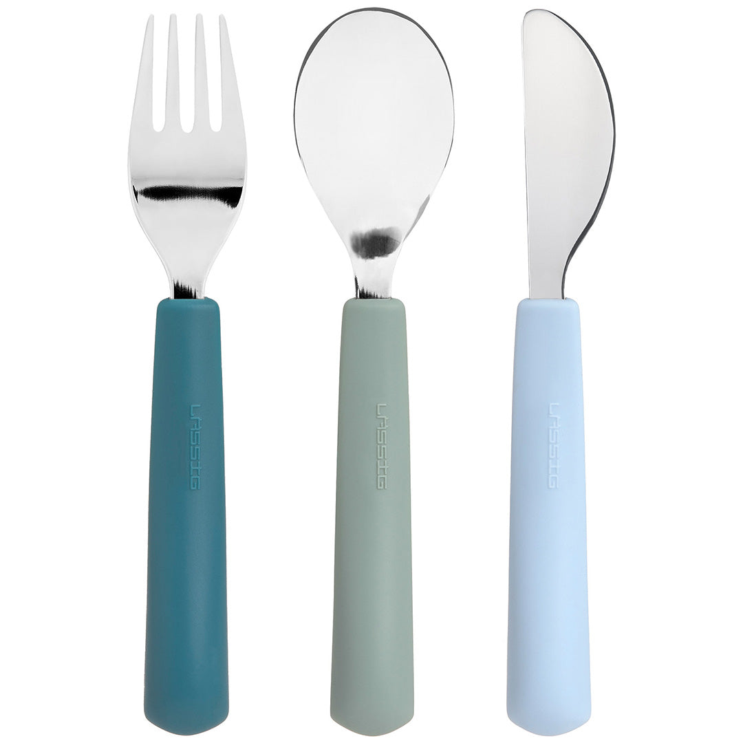 lässig kinderbestek met siliconen greep tiny team - dog - 3-delig | LAS13100105025 | 3