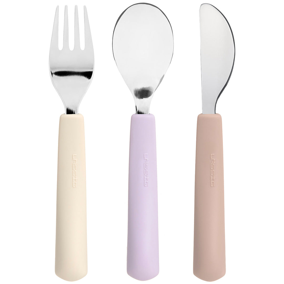 lässig kinderbestek met siliconen greep tiny team - cat - 3-delig | LAS13100107043 | 4