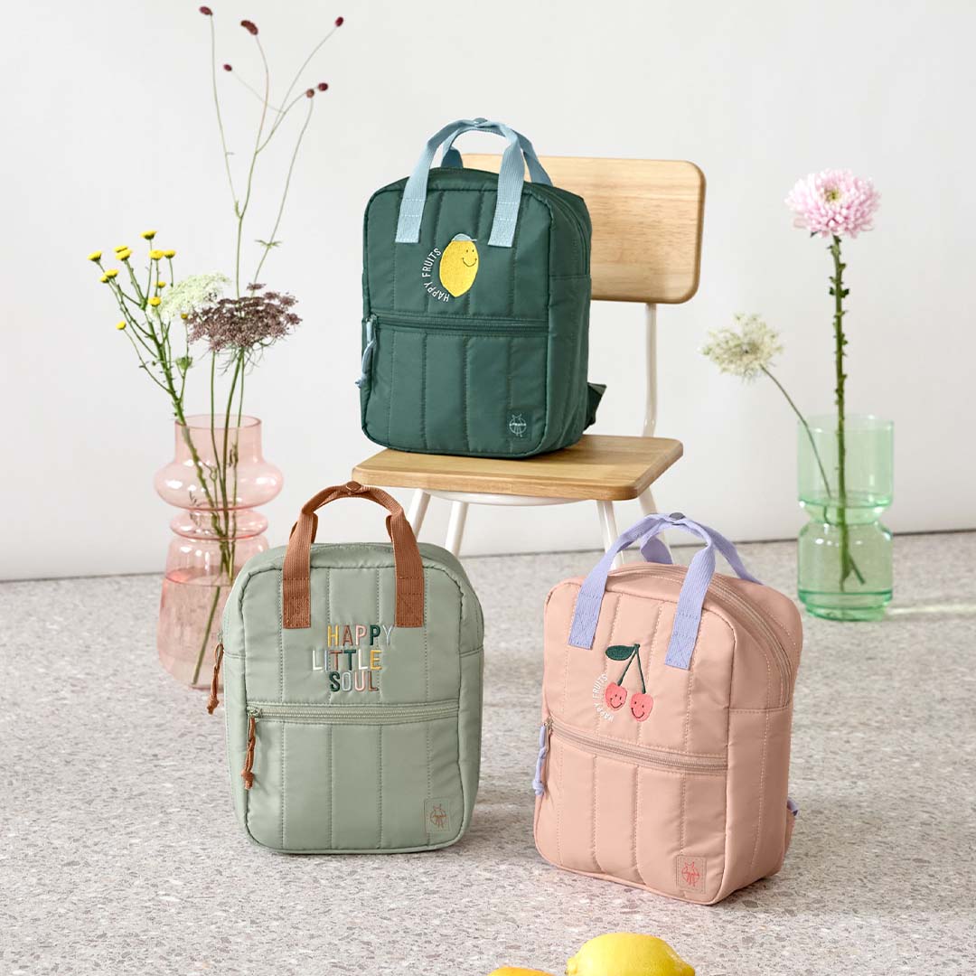 lässig kleuterrugzak little gang - lemon dark green - 27 cm