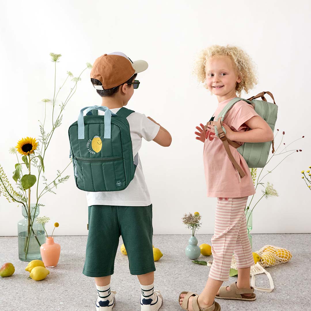 lässig kleuterrugzak little gang - lemon dark green - 27 cm