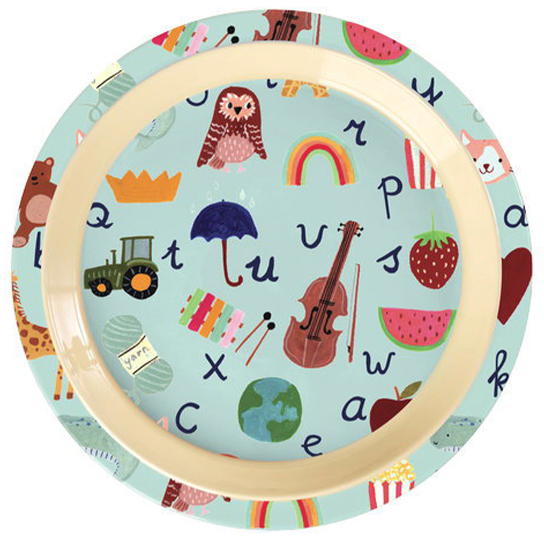 rice kinderbord abc - blue - Ø22 cm | KILPL-ABC | 