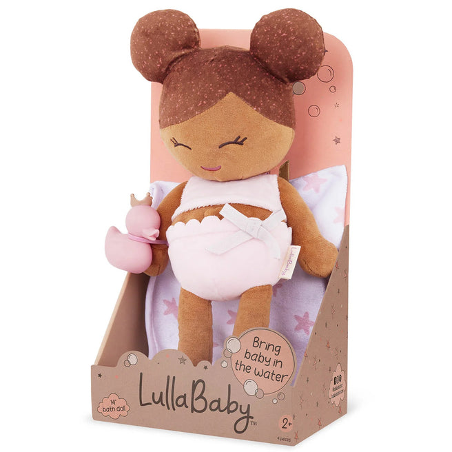 lullababy badpop pluche met accessoires - bruin meisje - 35,5 cm | LBY7236 | 