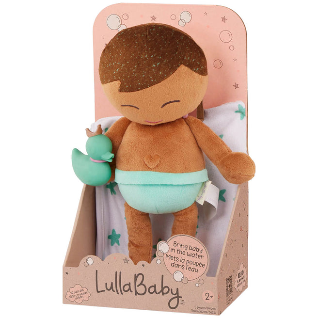 lullababy badpop pluche met accessoires - bruin jongetje - 35,5 cm | LBY7266 | 