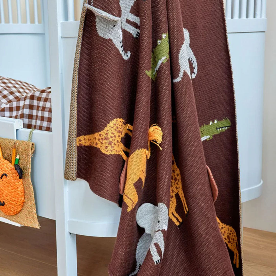 rice babydeken savanne dieren - chocolade | BABLA-ANIB | 2