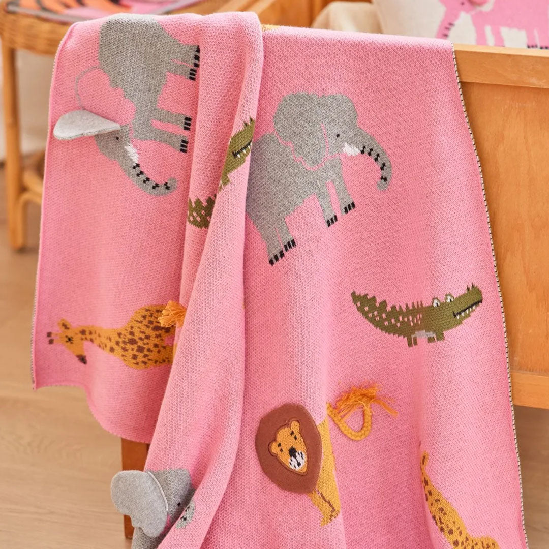 rice babydeken savanne dieren - roze | BABLA-ANII | 2