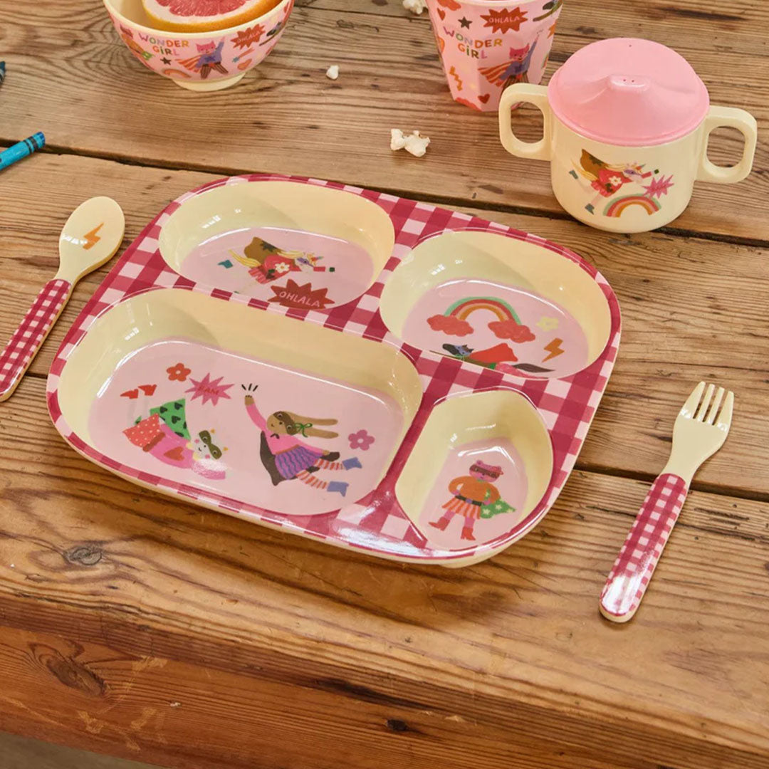 rice kinderservies hero - roze - 4st
