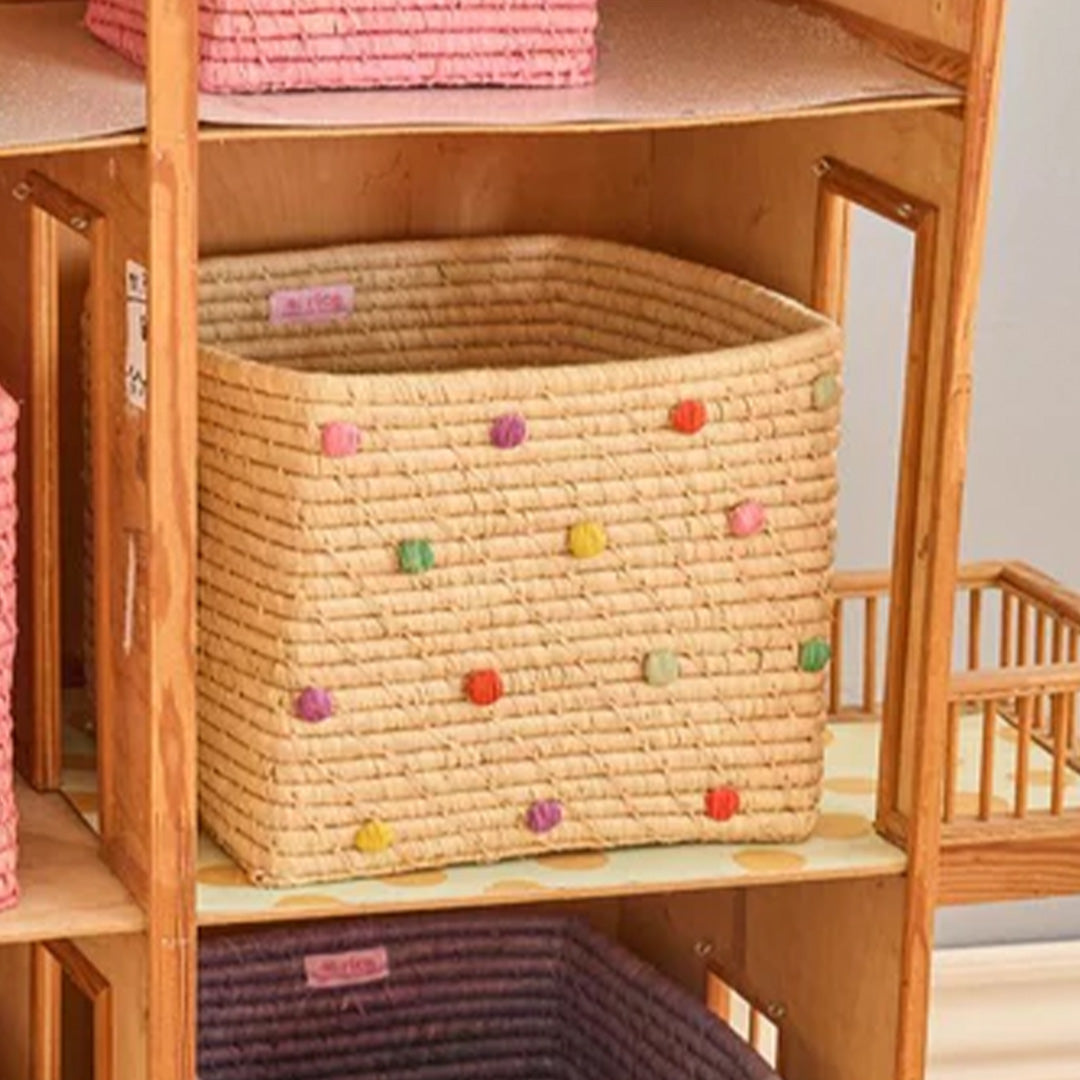 rice opbergmand raffia - stippen | BSRAT-30DOTSS26 | 2