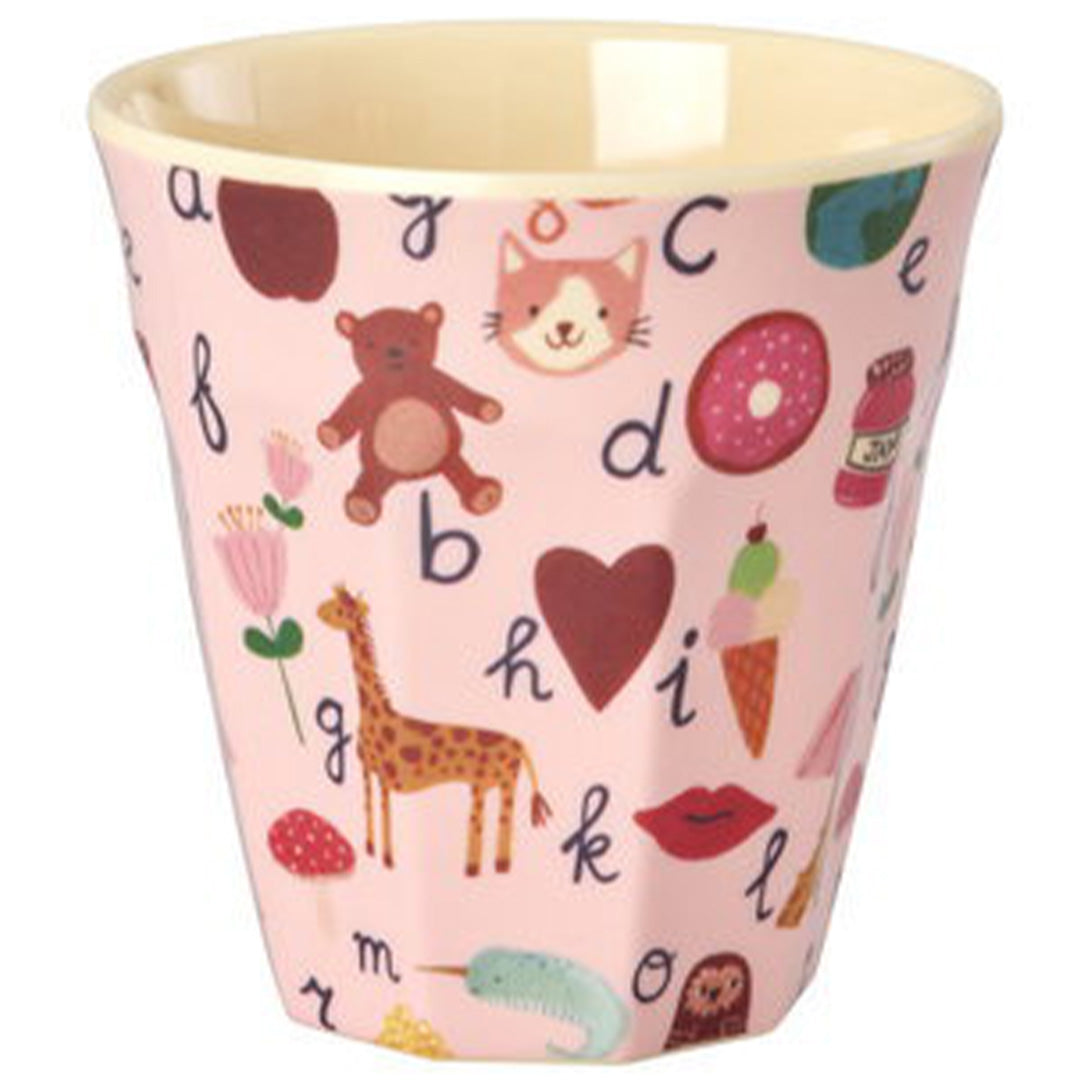 rice kinderbeker - pink abc - 250 ml | MELCU-ABCI |