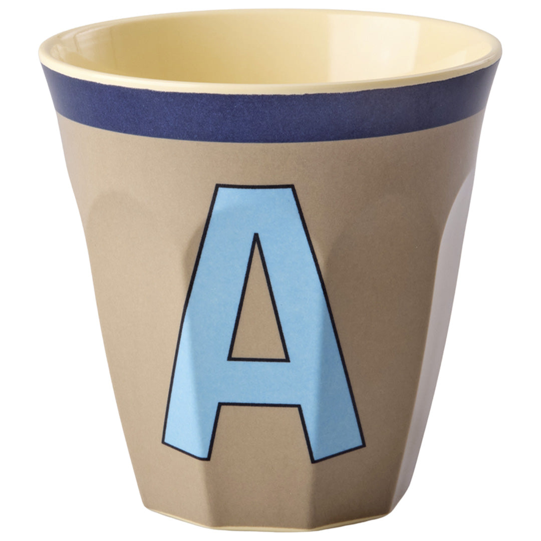 rice alfabetbeker A - vintage - donkerbeige - 250 ml | MELCU-ALPVADB |