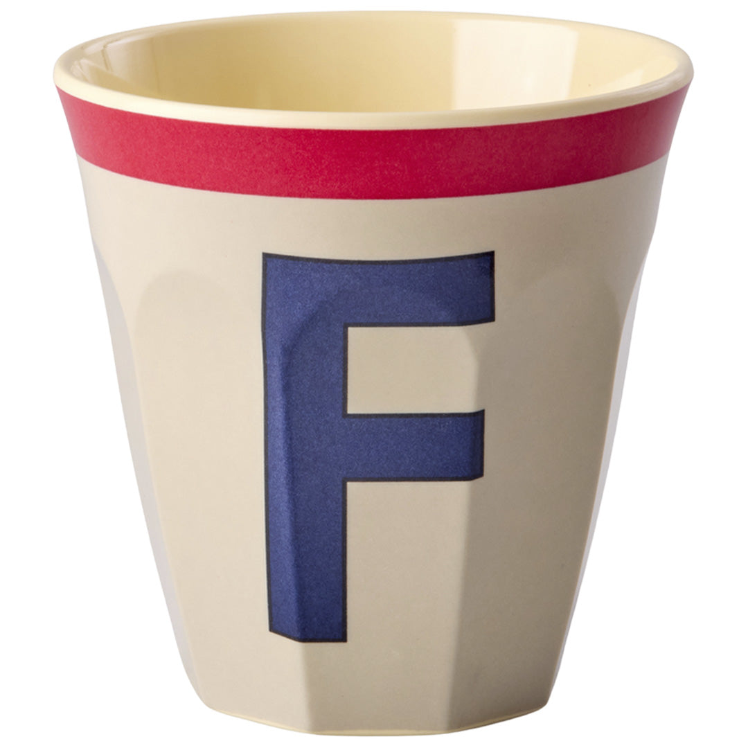 rice alfabetbeker F - vintage - koelgrijs - 250 ml | MELCU-ALPVFCG