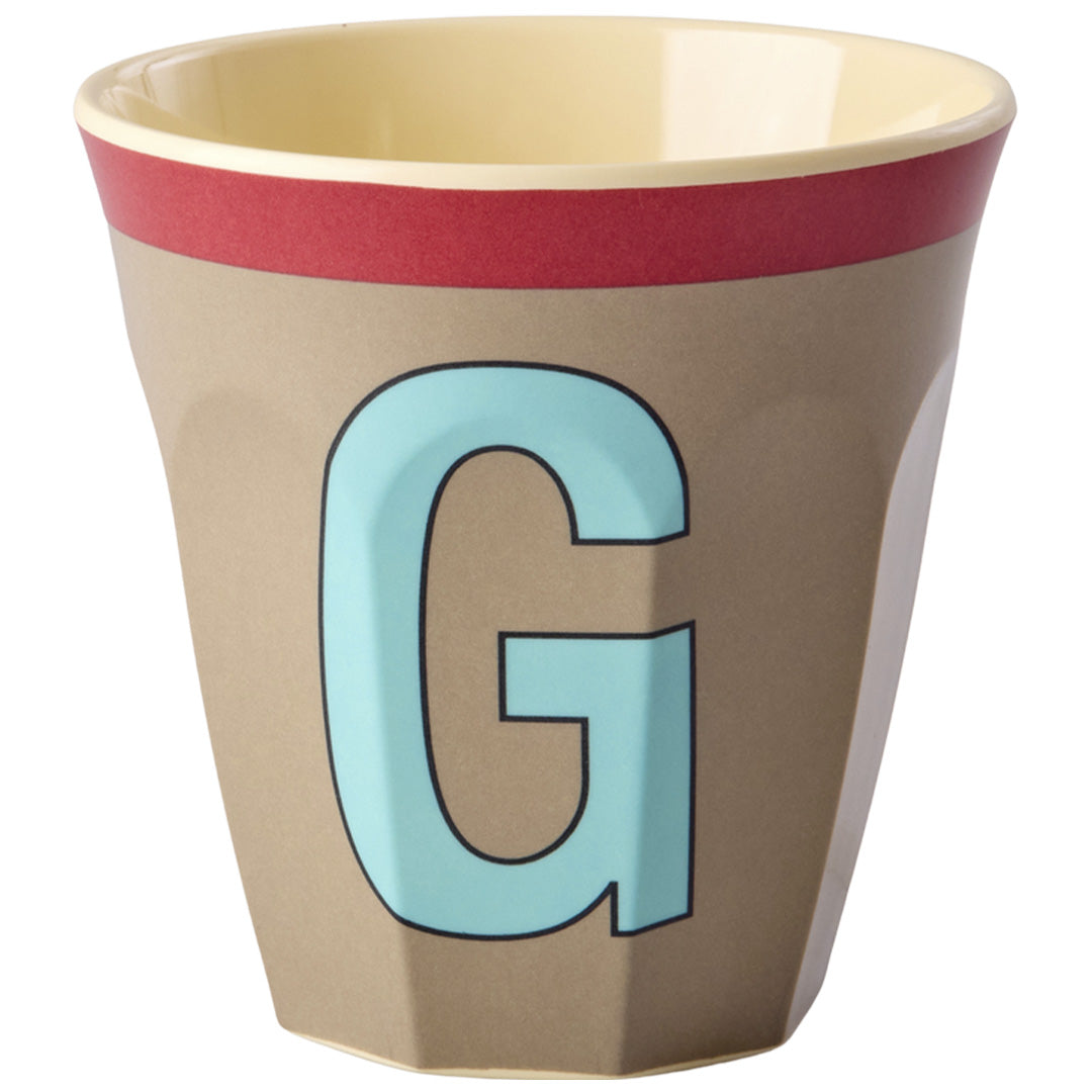 rice alfabetbeker G - vintage - donkerbeige - 250 ml | MELCU-ALPVGDB