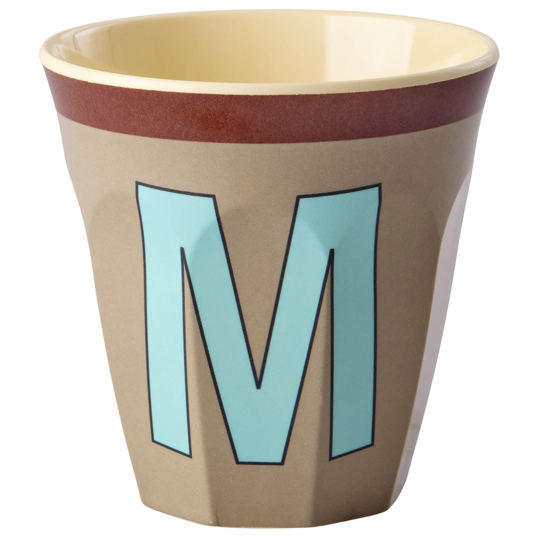 rice alfabetbeker M - vintage - donkerbeige - 250 ml | MELCU-ALPVMDB