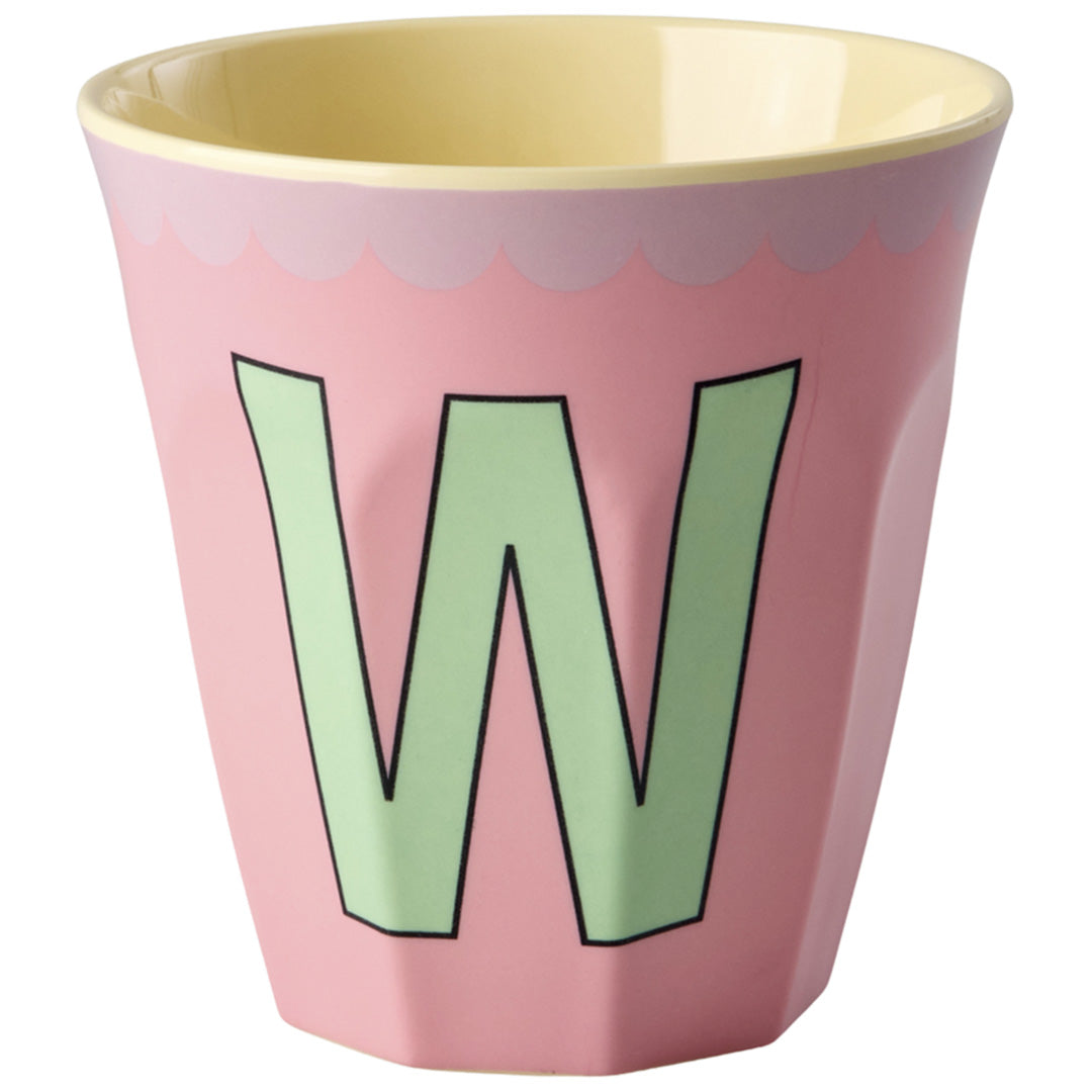 rice alfabetbeker W - vintage - roze - 250 ml | MELCU-ALPVWI