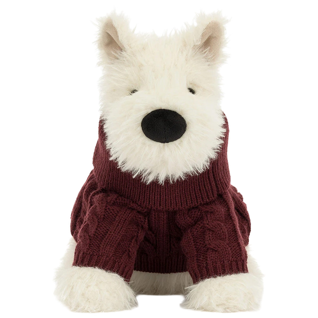 jellycat knuffelhond munro scottie dog - winter jumper - 25 cm | MUN2JUM | 3