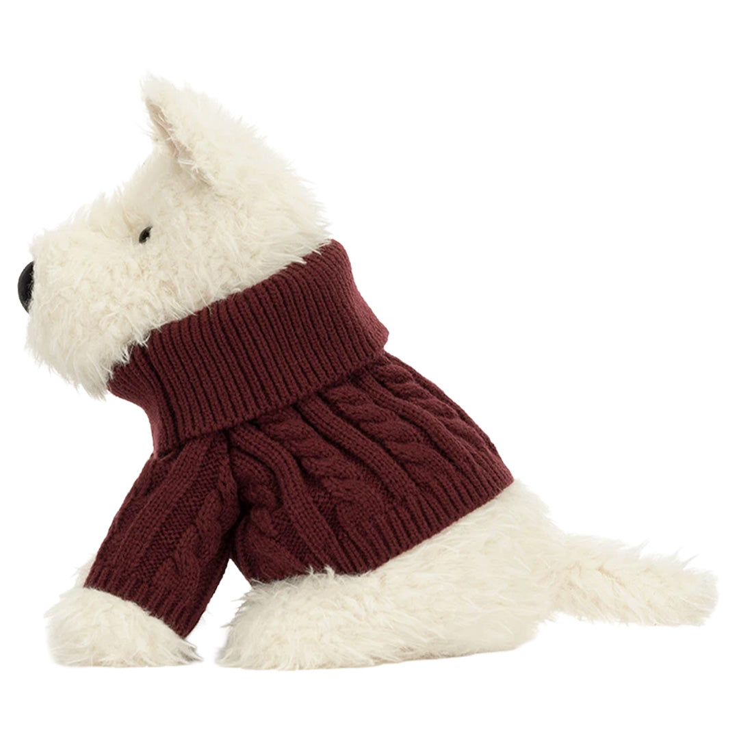 jellycat knuffelhond munro scottie dog - winter jumper - 25 cm | MUN2JUM | 4