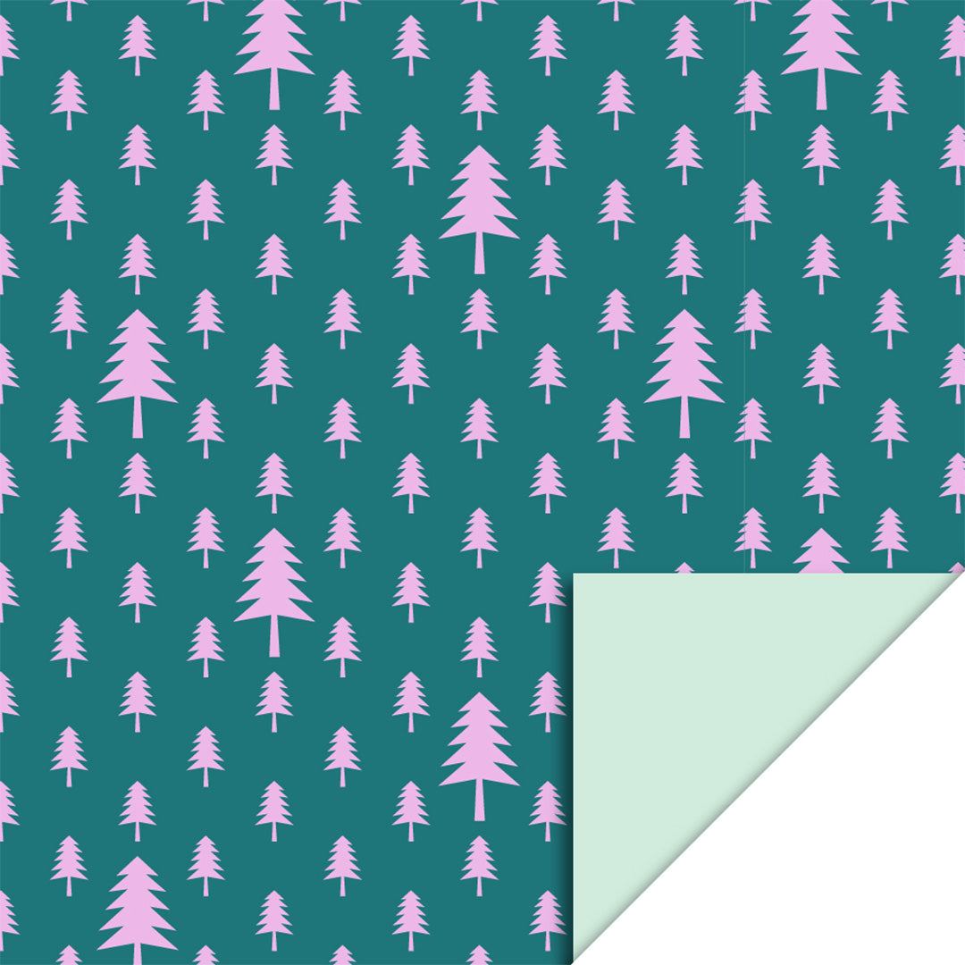 P34.320.070 | house of products inpakpapier tree jade green pink - pastel mint - 3 m