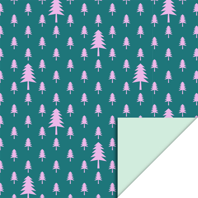 P34.320.070 | house of products inpakpapier tree jade green pink - pastel mint - 3 m