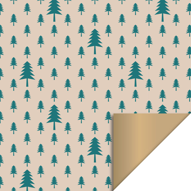 P34.321.070 | house of products inpakpapier tree beige jade green - gold - 3 m