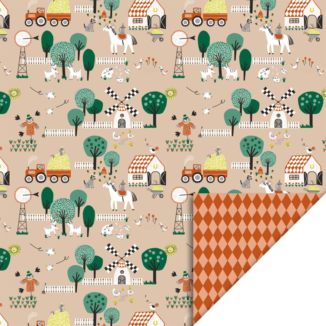 P51.289.070 | house of products inpakpapier farm beige - harlequin cognac - 3 m