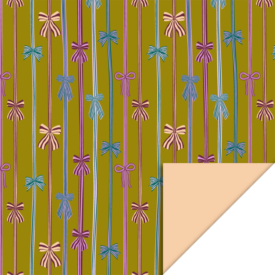 P51.293.070 | house of products inpakpapier bow parade olive - peach - 3 m