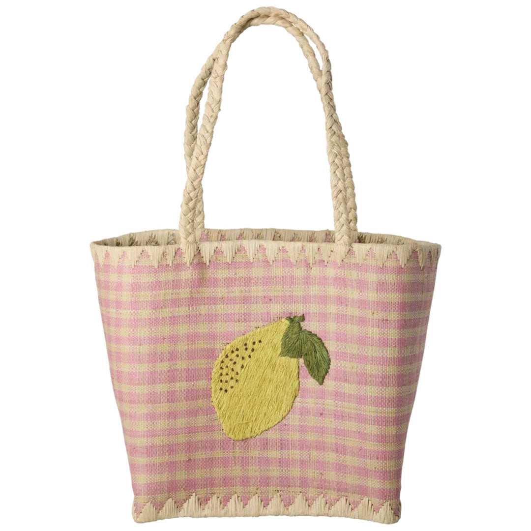 rice kindertas raffia ruiten roze - lemon | BGRFA-SLEMON | 1