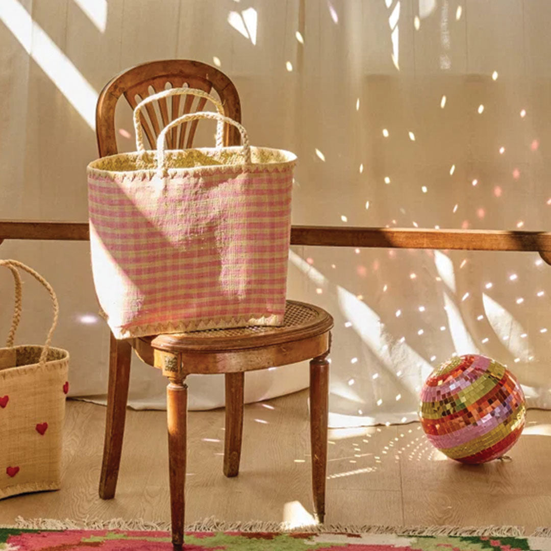 rice kindertas raffia ruiten roze | BGRFA-SCHI | 2