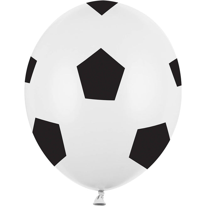 partydeco ballonnen voetbal - 30 cm - 6st | SB14P-299-008B-6 | 1