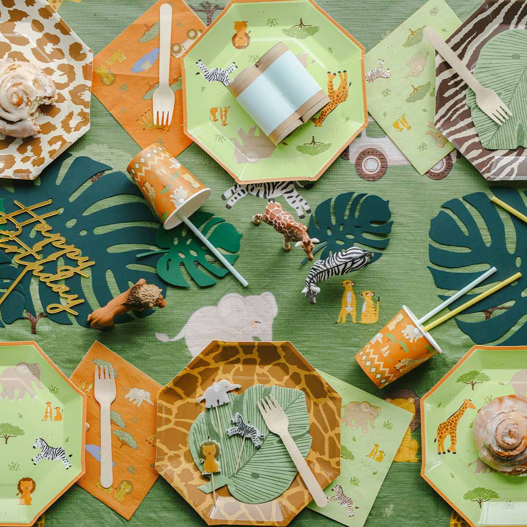 partydeco servetten safari - groen oranje - 12st | SP33-116 | 3