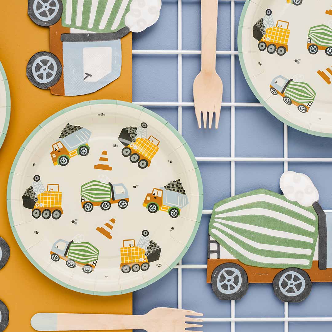 partydeco borden - bouwvoertuigen - 6st | TPP80 | 3