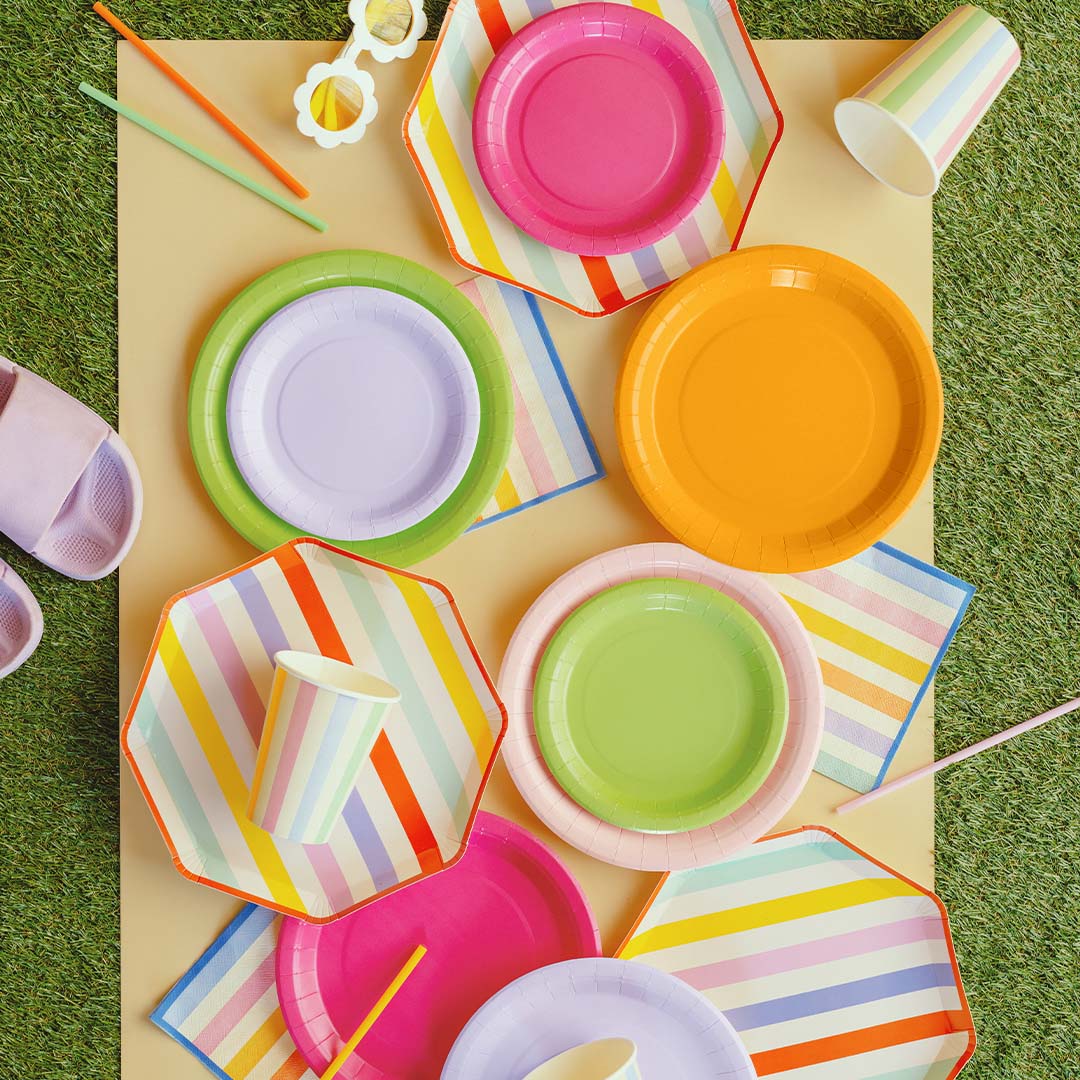 partydeco borden gestreept - 6st | TPP119 | 2