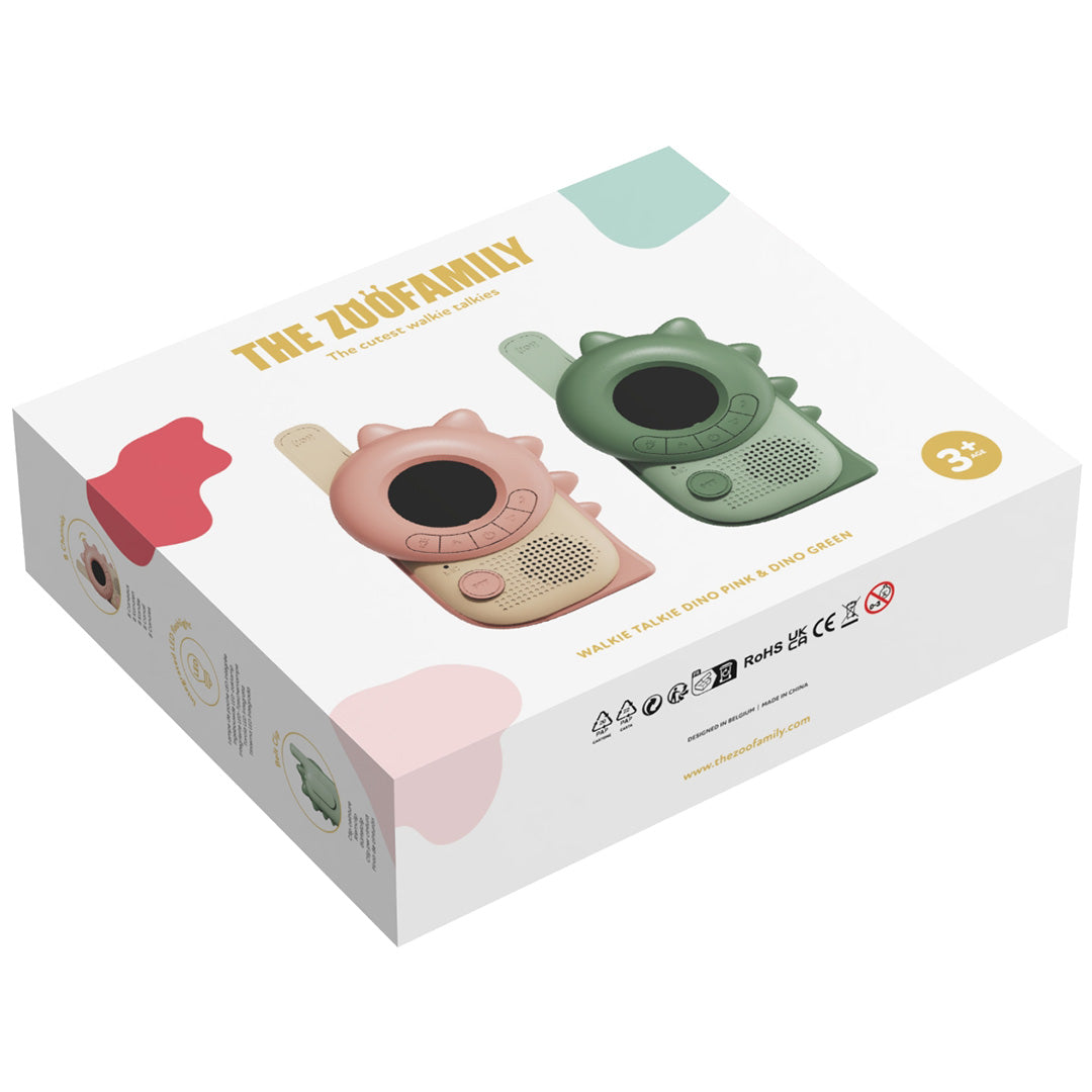 the zoofamily walkie talkie zoo - dino - groen en roze - 2st