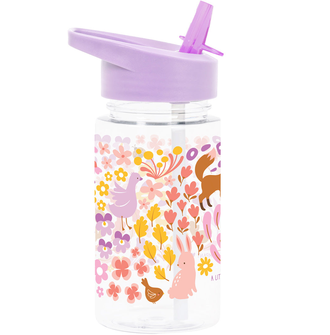 a little lovely company drinkfles met rietje - bloementuin - 450 ml | DBFGMU92 | 0