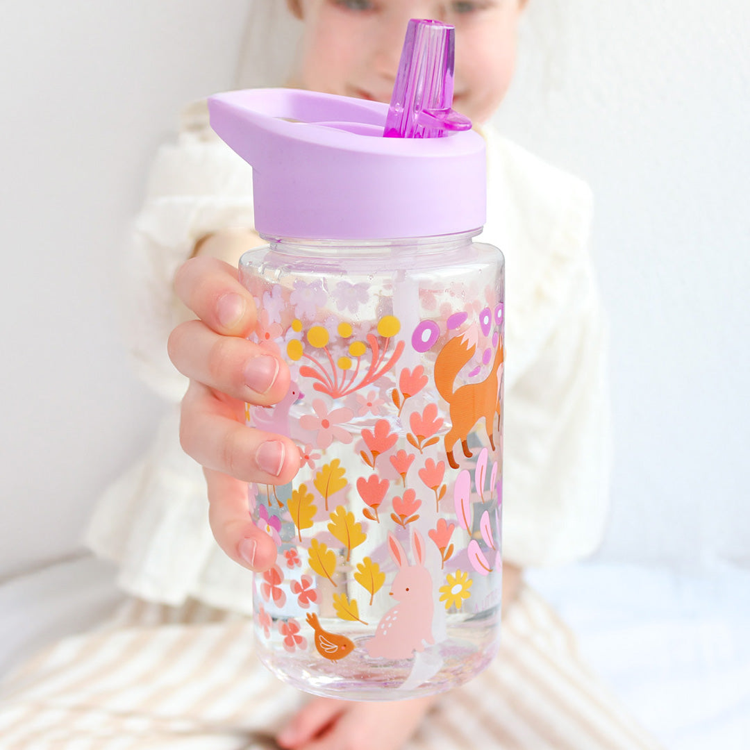 a little lovely company drinkfles met rietje - bloementuin - 450 ml | DBFGMU92 | 1
