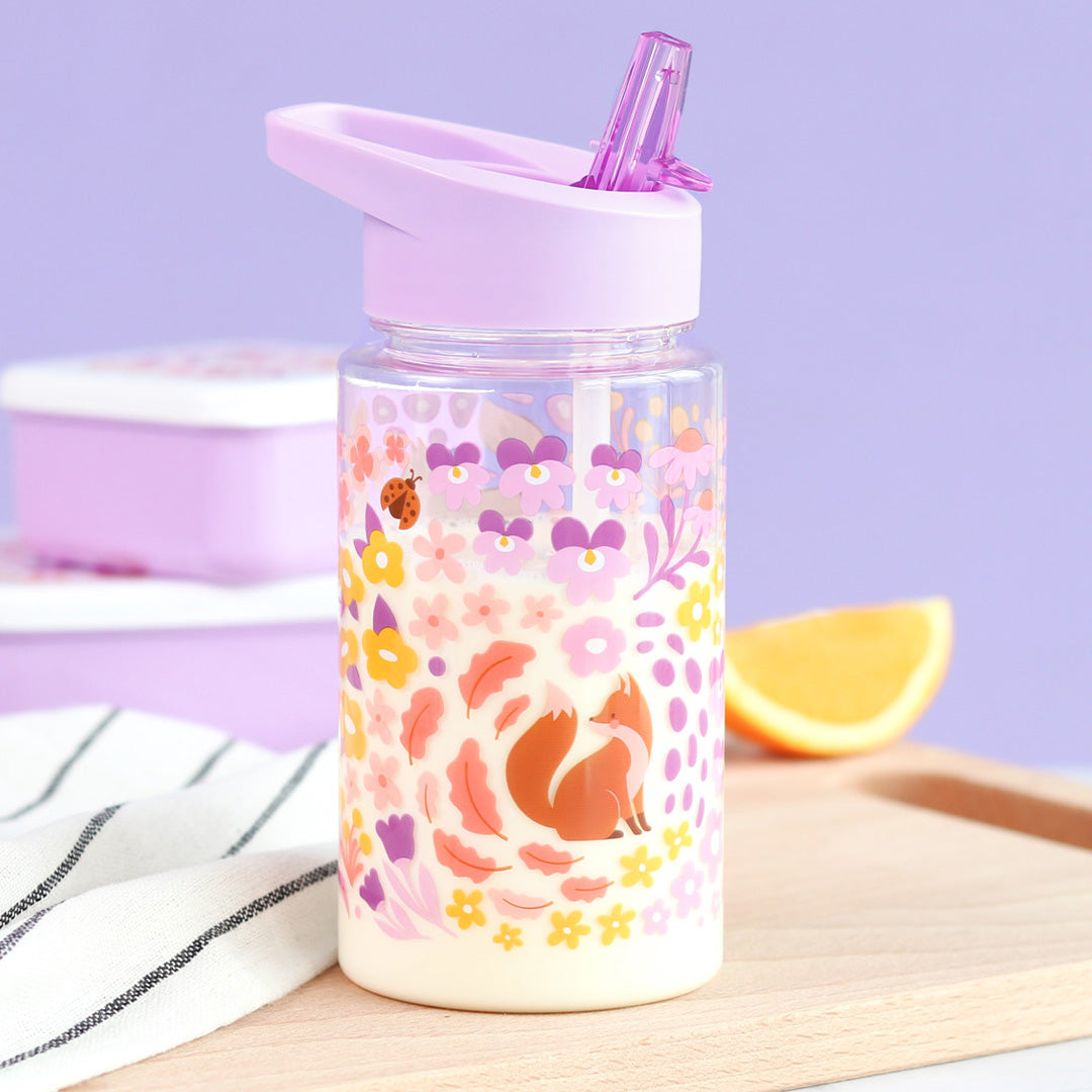 a little lovely company drinkfles met rietje - bloementuin - 450 ml | DBFGMU92 | 2
