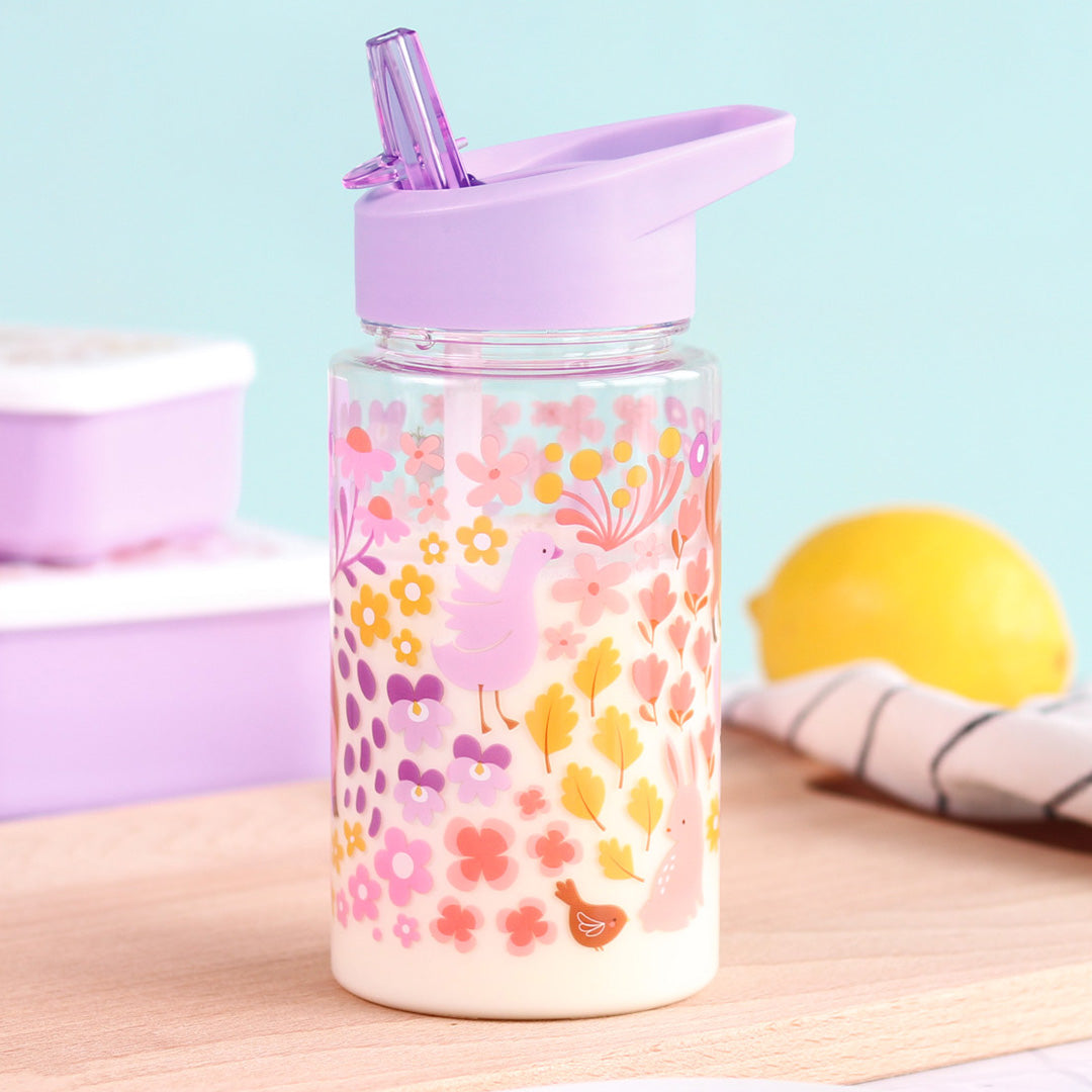 a little lovely company drinkfles met rietje - bloementuin - 450 ml | DBFGMU92 | 4