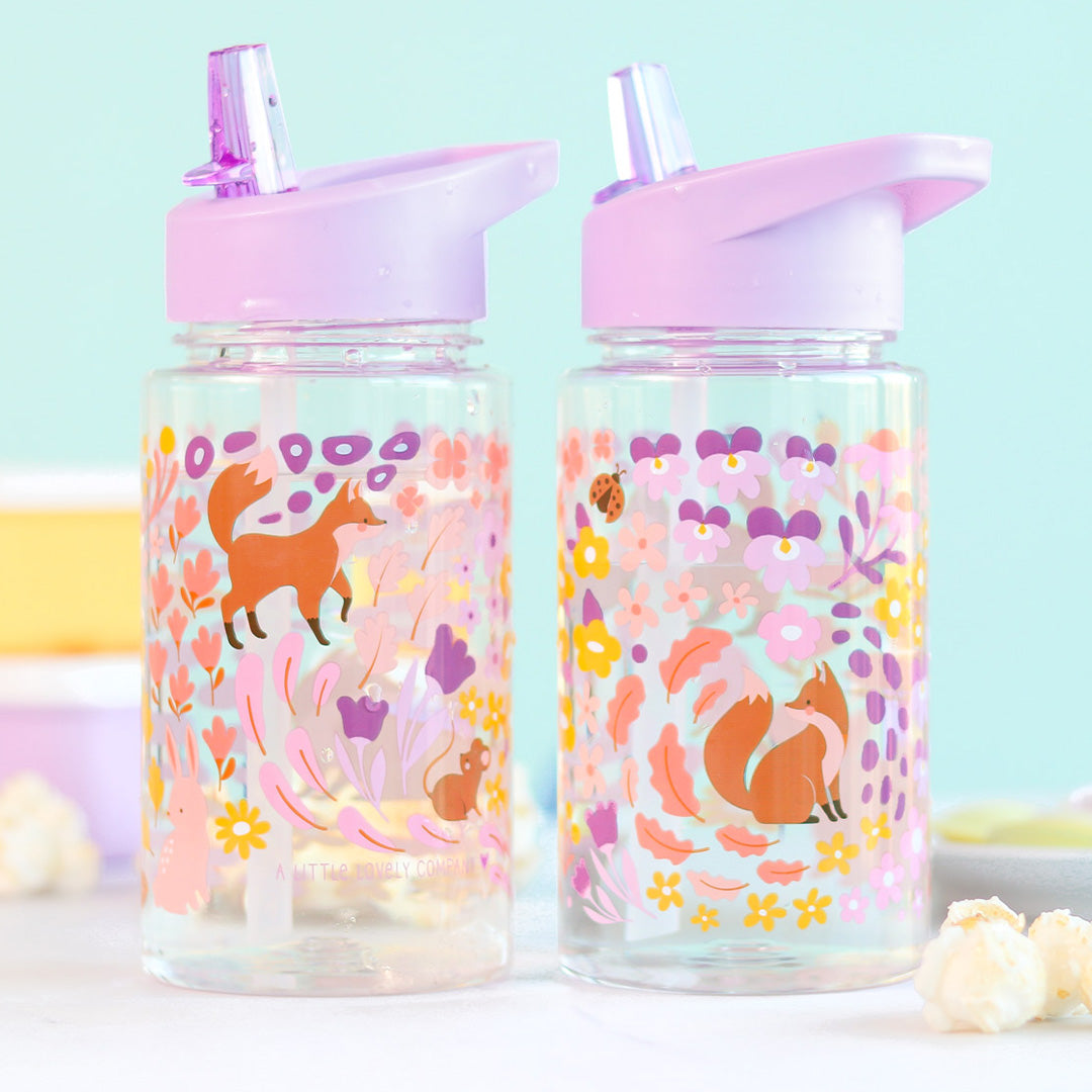 a little lovely company drinkfles met rietje - bloementuin - 450 ml | DBFGMU92 | 5