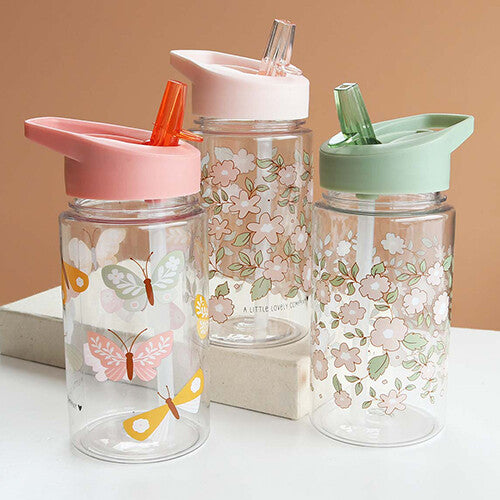 a little lovely company drinkfles met rietje - bloesem - groen - 450ml | DBBLSA45 | 1